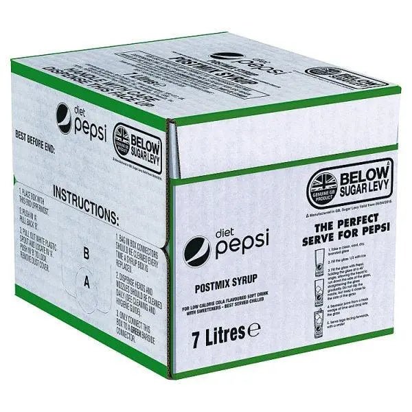 Diet Pepsi Cola Postmix Syrup Bag-in-Box 7L - Honesty Sales