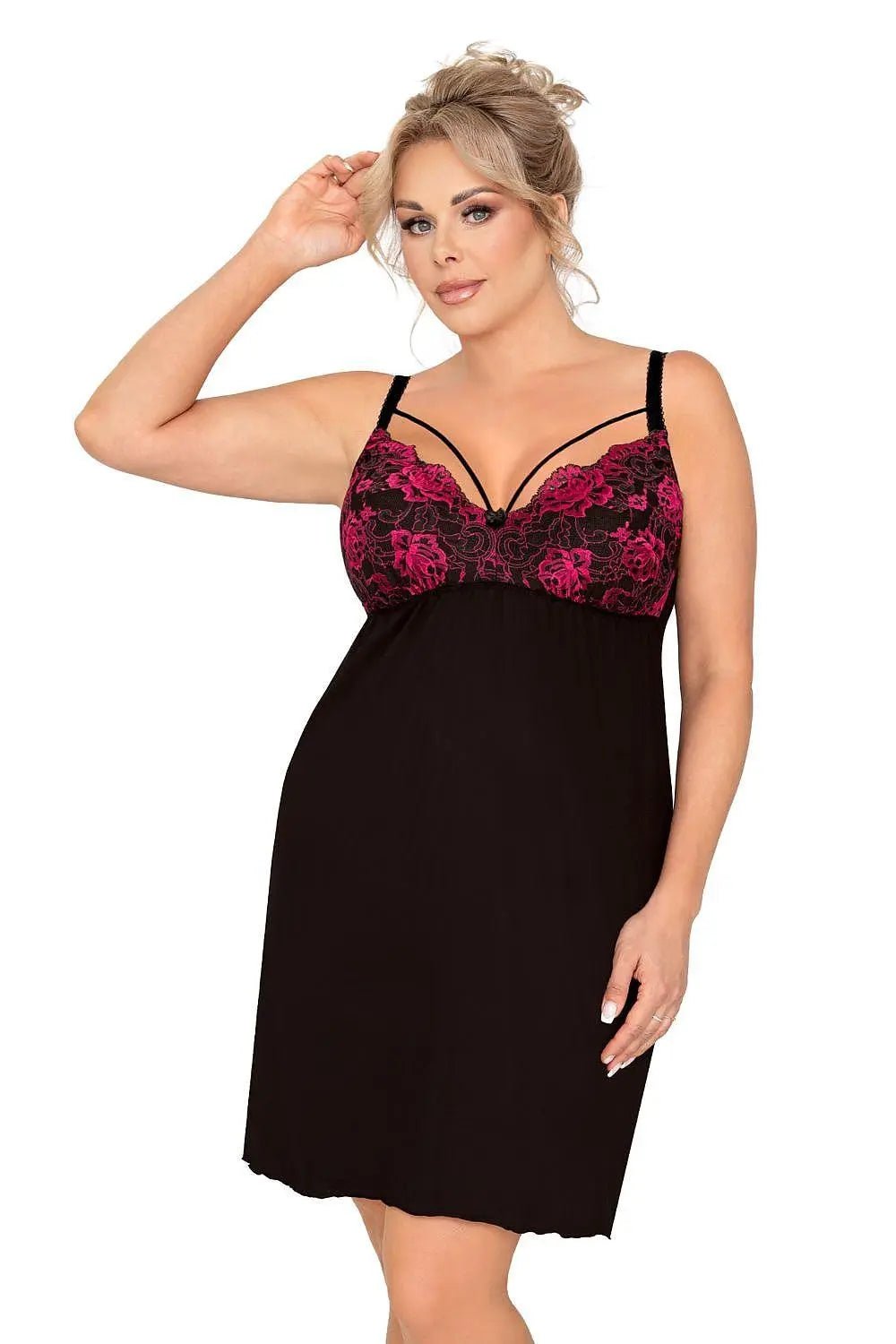 Donna fuchsia-colored roses nightgown - Honesty Sales
