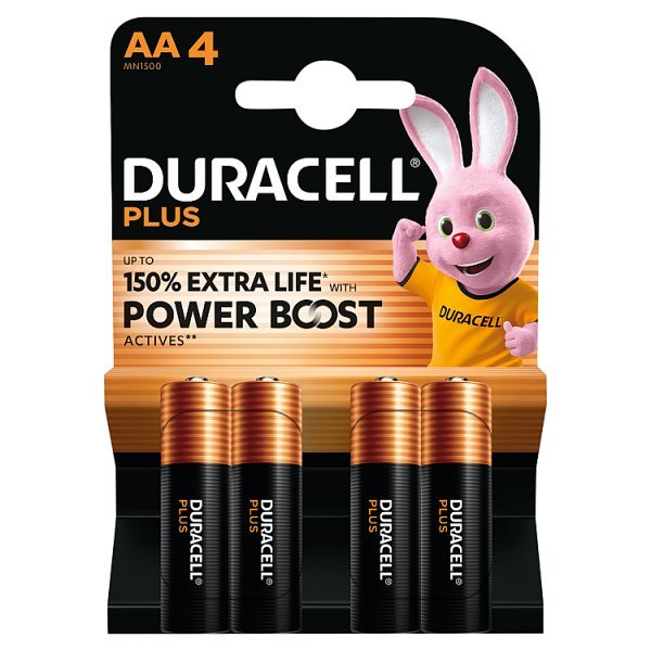 DURACELL Plus AA Batteries (4 Pack) – Power Boost Alkaline Batteries 1.5V (20 x 4pk) - Honesty Sales