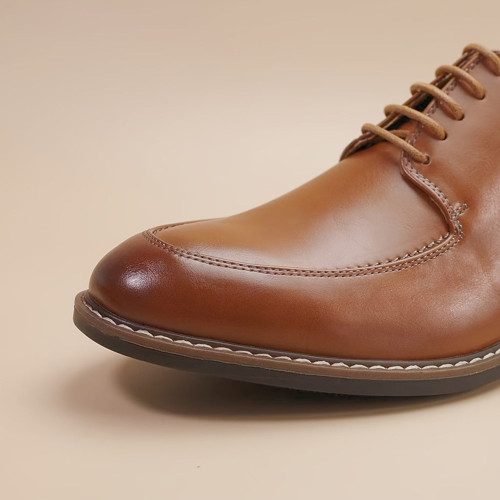 Men’s Norwegian Derby Oxford Lace-Up Shoes – Classic British Style, Anti-Slip Rubber Sole, Wide Fit