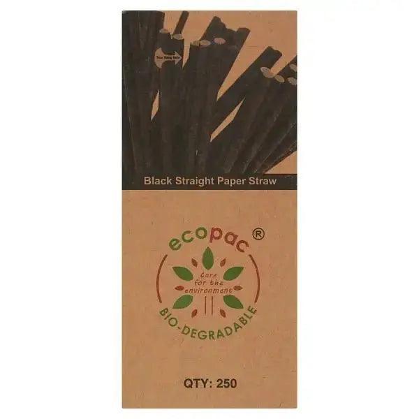 Ecopac 250 Black Straight Paper Straw - Honesty Sales