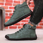 Men’s British-Style Versatile Driving & Trekking Shoes – Soft Sole, Stitched Ankle, All-Season Wear