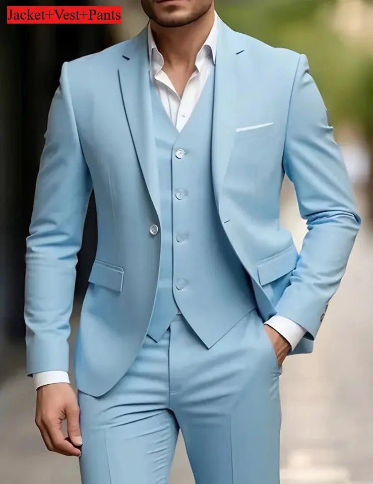 Elegant Men's Suit Sets - Slim Fit Tuxedo Set for Weddings & Formal Occasions, Black Suit - Honesty Sales