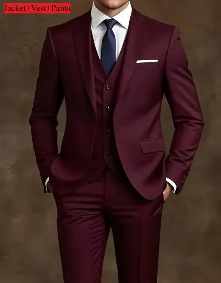 Elegant Men's Suit Sets - Slim Fit Tuxedo Set for Weddings & Formal Occasions, Black Suit - Honesty Sales