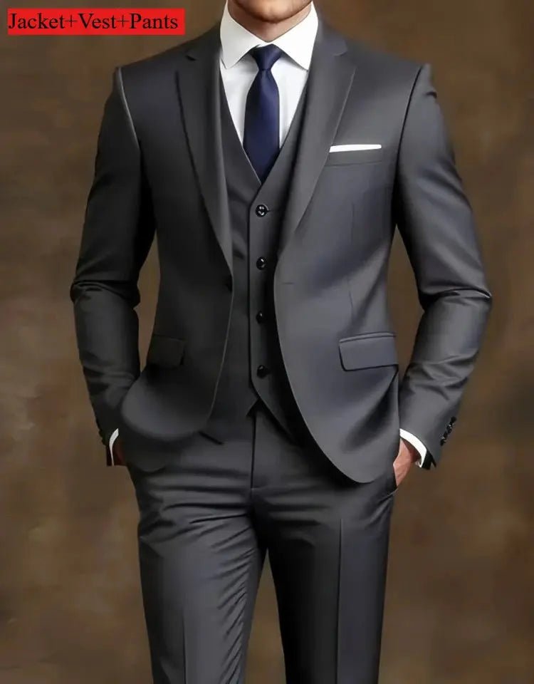 Elegant Men's Suit Sets - Slim Fit Tuxedo Set for Weddings & Formal Occasions, Black Suit - Honesty Sales