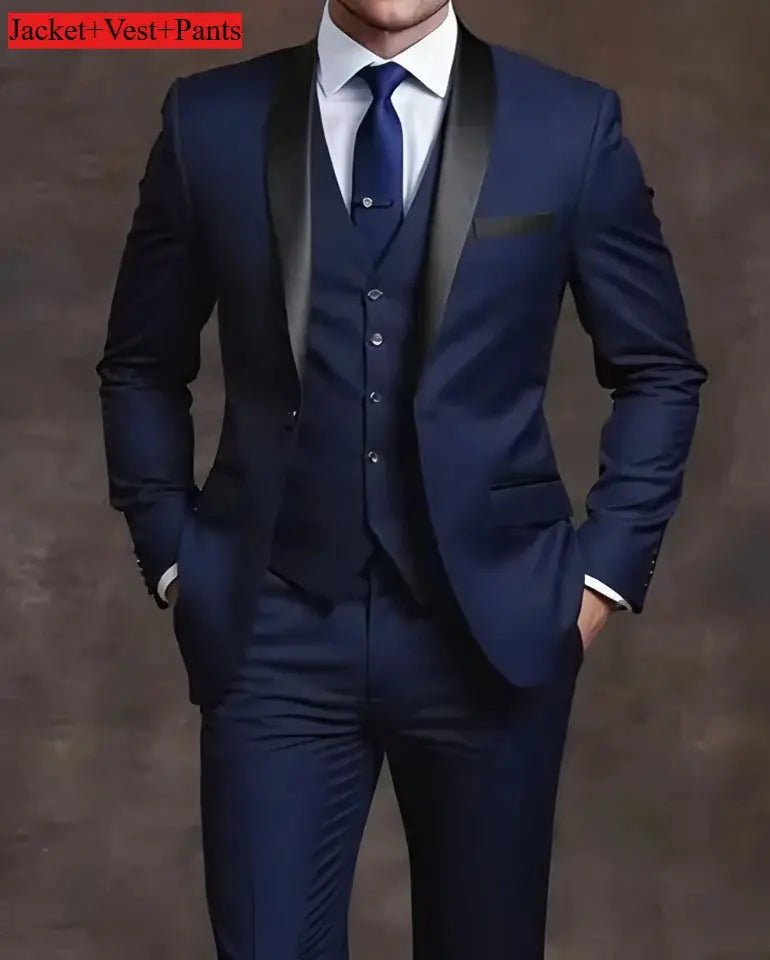 Elegant Men's Suit Sets - Slim Fit Tuxedo Set for Weddings & Formal Occasions, Black Suit - Honesty Sales