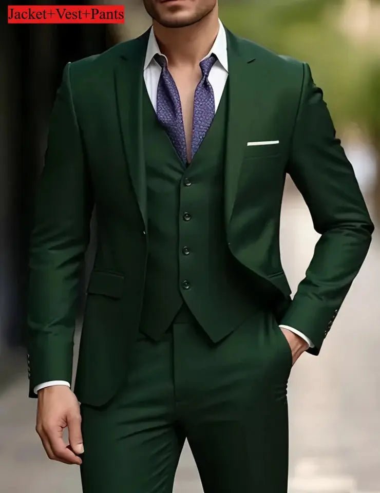 Elegant Men's Suit Sets - Slim Fit Tuxedo Set for Weddings & Formal Occasions, Black Suit - Honesty Sales
