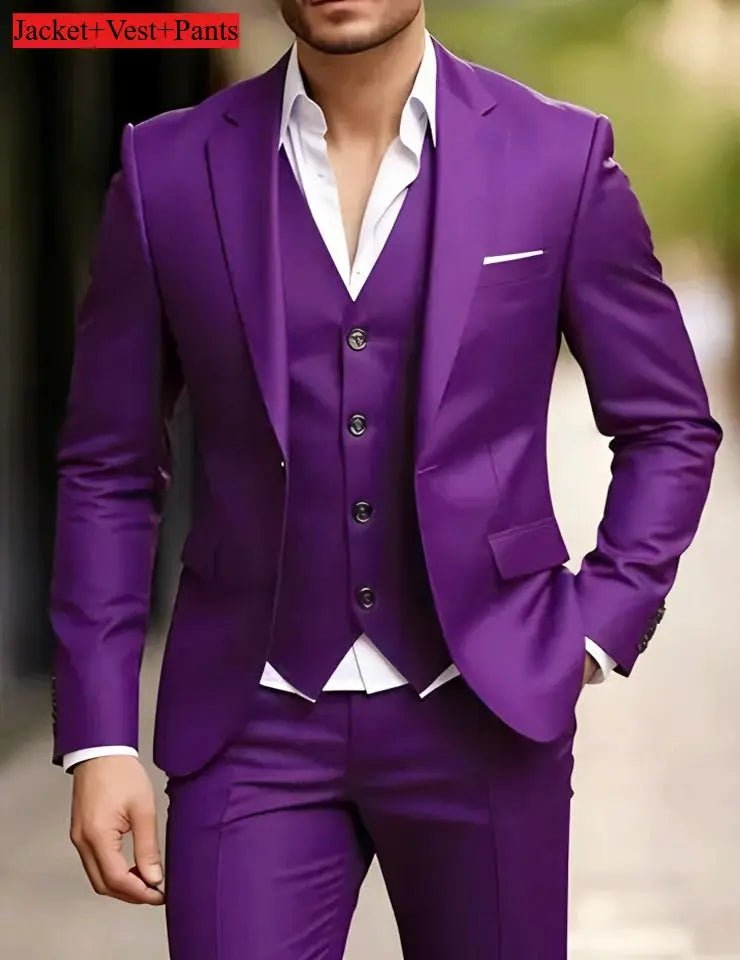 Elegant Men's Suit Sets - Slim Fit Tuxedo Set for Weddings & Formal Occasions, Black Suit - Honesty Sales