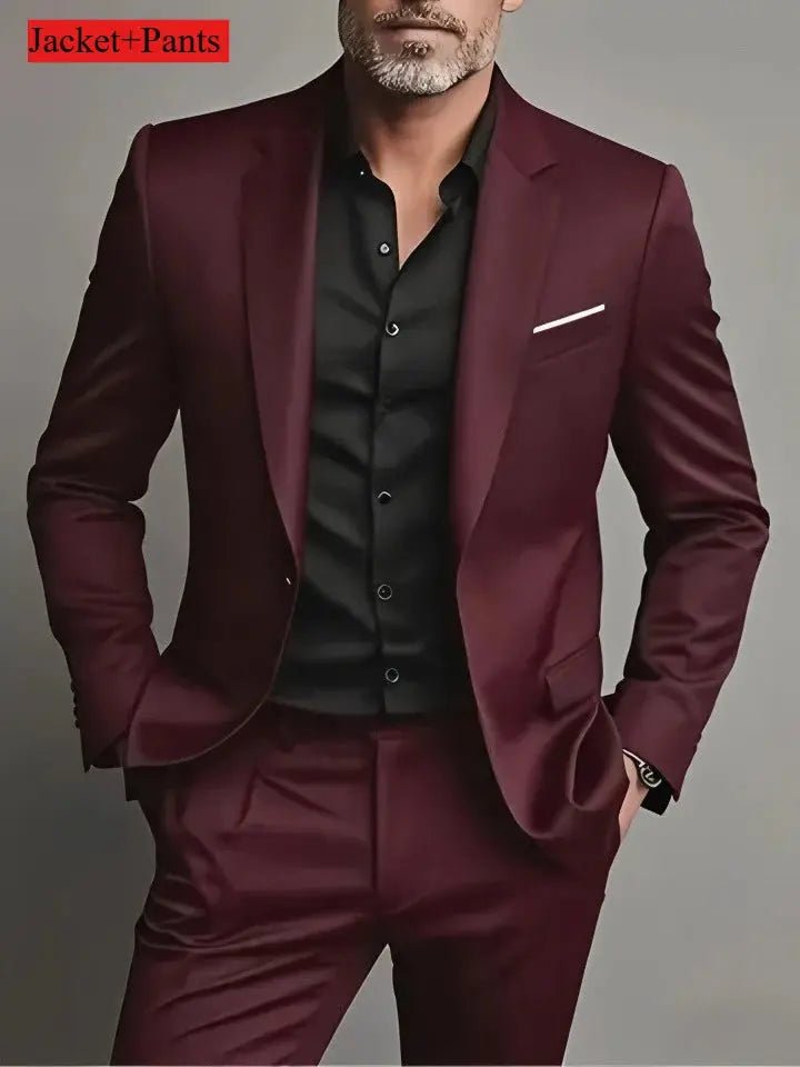 Elegant Men's Suit Sets - Slim Fit Tuxedo Set for Weddings & Formal Occasions, Black Suit - Honesty Sales