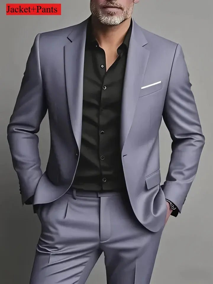 Elegant Men's Suit Sets - Slim Fit Tuxedo Set for Weddings & Formal Occasions, Black Suit - Honesty Sales