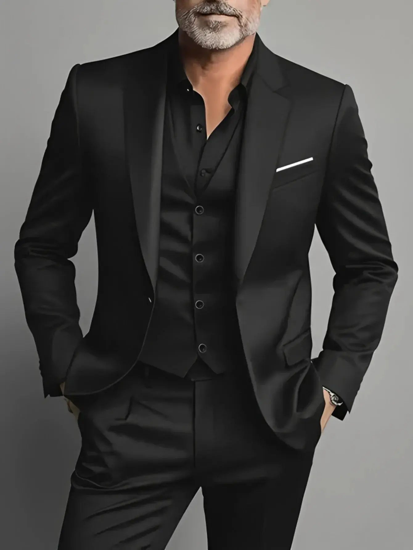 Elegant Men's Suit Sets - Slim Fit Tuxedo Set for Weddings & Formal Occasions, Black Suit - Honesty Sales