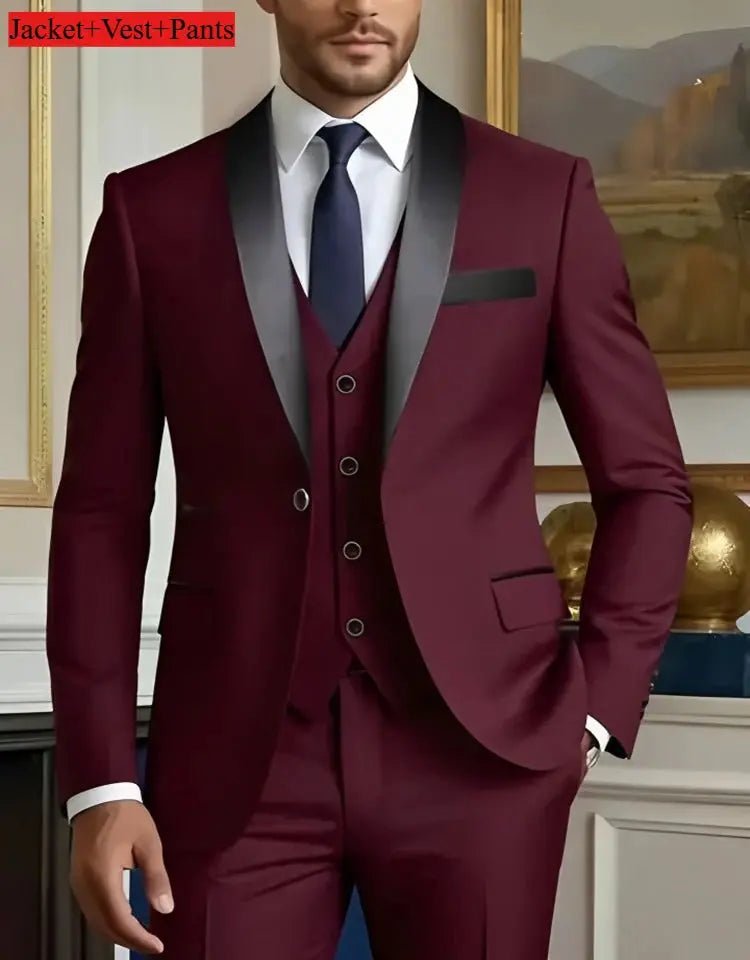 Elegant Men's Suit Sets - Slim Fit Tuxedo Set for Weddings & Formal Occasions, Black Suit - Honesty Sales