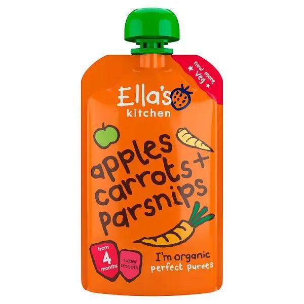 Ella's Kitchen Organic Carrots Apples + Parsnips Pouch 4+ Months 120g (Pack Of 7) - Honesty Sales