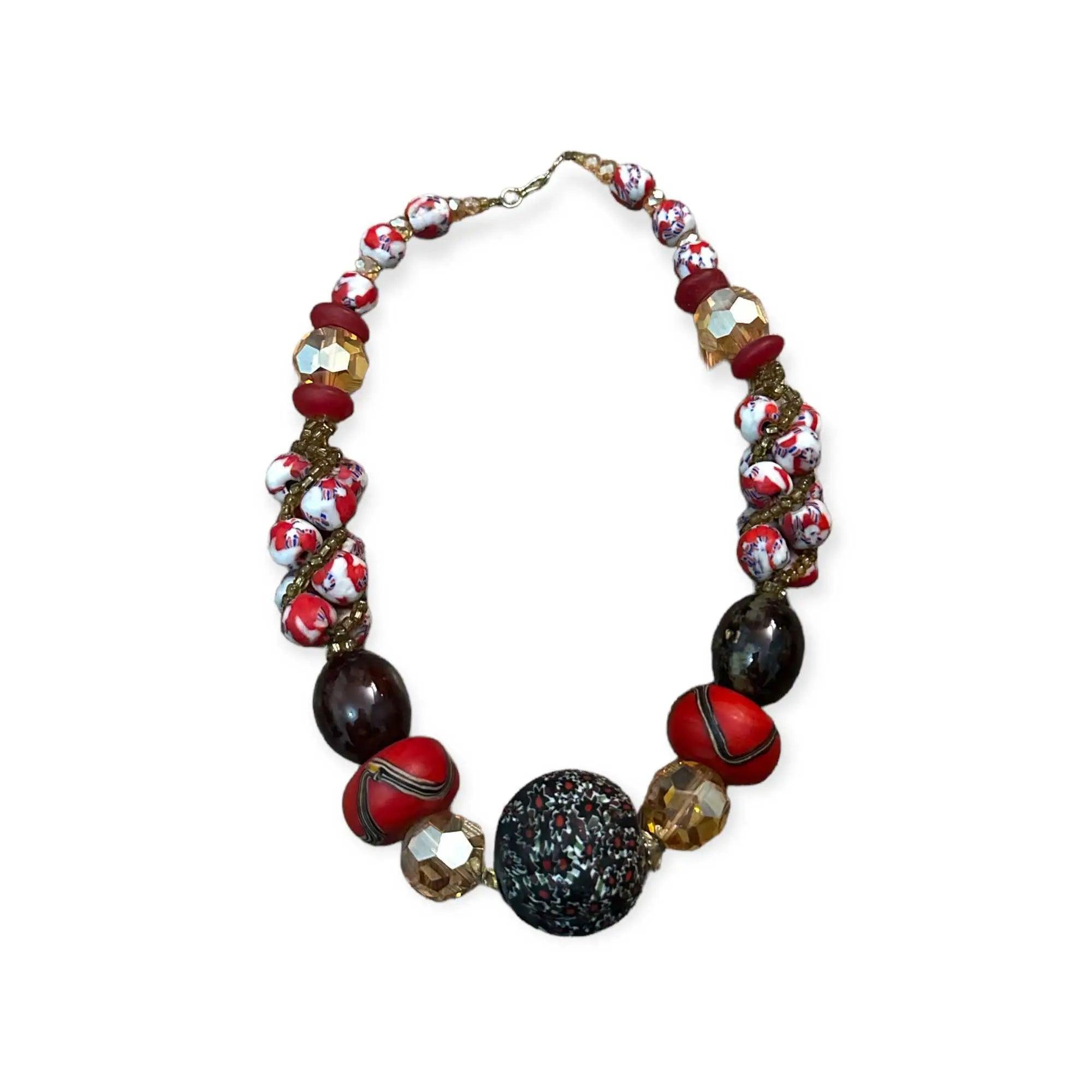 Ethnic chunky bead necklace and bangle - Honesty Sales