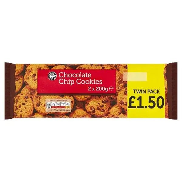 Euro Shopper Chocolate Chip Cookies 2 x 200g (Case of 12) - Honesty Sales