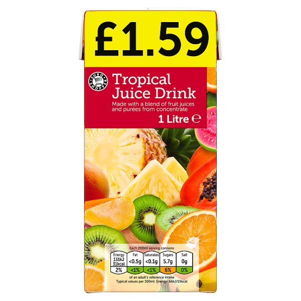 Euro Shopper Tropical Juice Drink 1 Litre (12 x 1ltr) - Honesty Sales