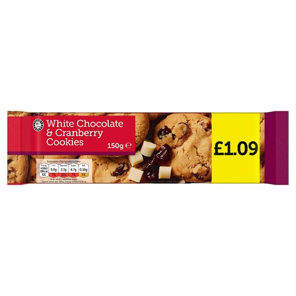 Euro Shopper White Chocolate & Cranberry Cookies 150g (11 x 150g) - Honesty Sales