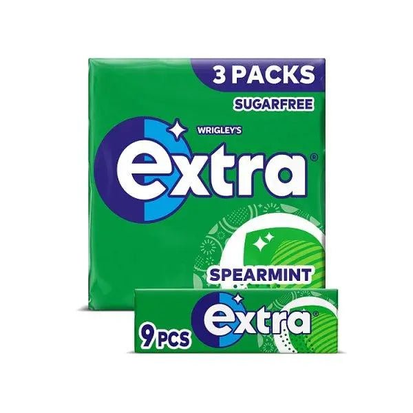 Extra Spearmint Sugarfree Chewing Gum Multipack 3x9 Pieces (Case of 60) - Honesty Sales