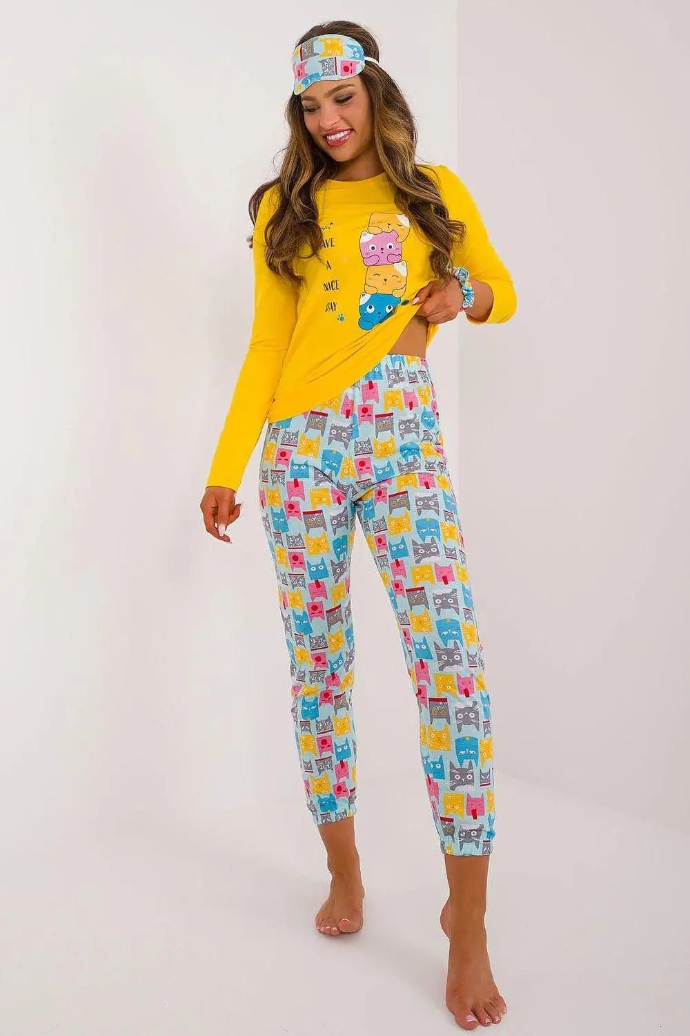 Factory blouse, pants, blindfold and hair elastic women's pajamas - Honesty Sales