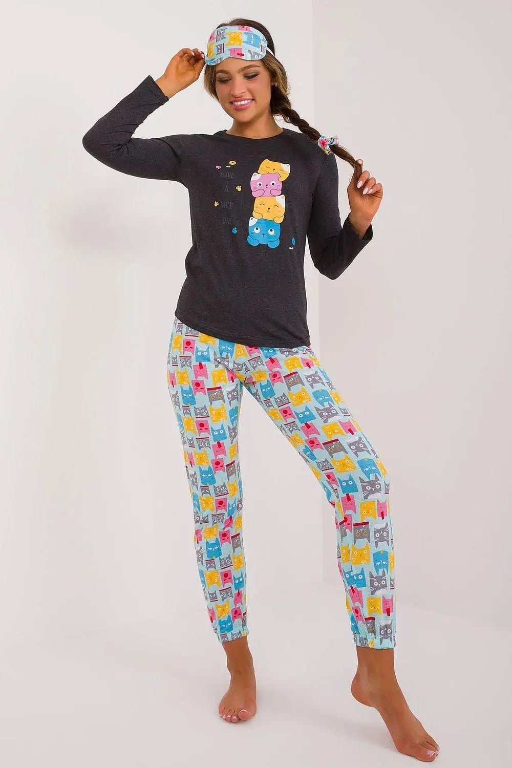 Factory blouse, pants, blindfold and hair elastic women's pajamas - Honesty Sales
