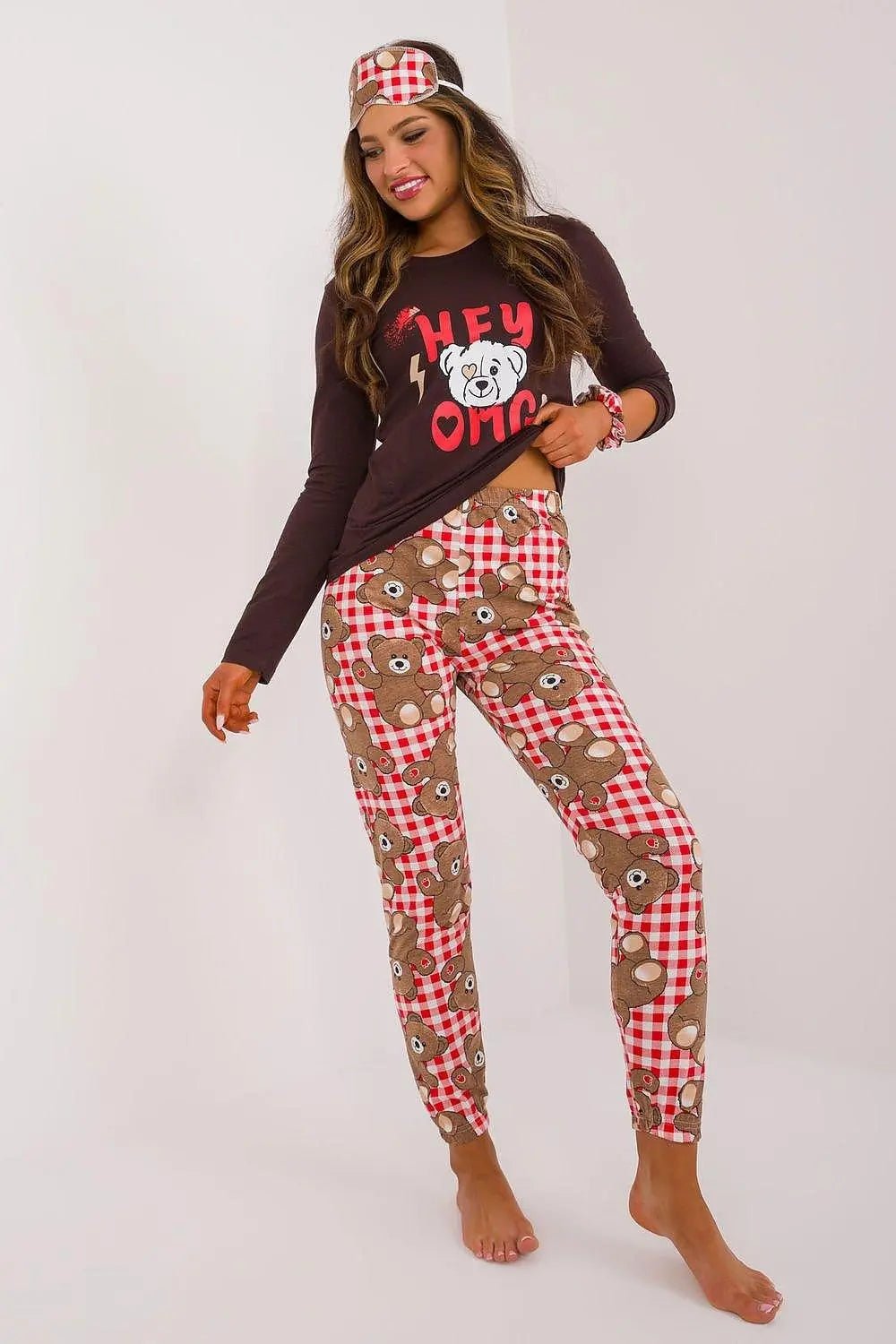 Factory Price blouse, pants, blindfold and hair elastic womens pajamas - Honesty Sales