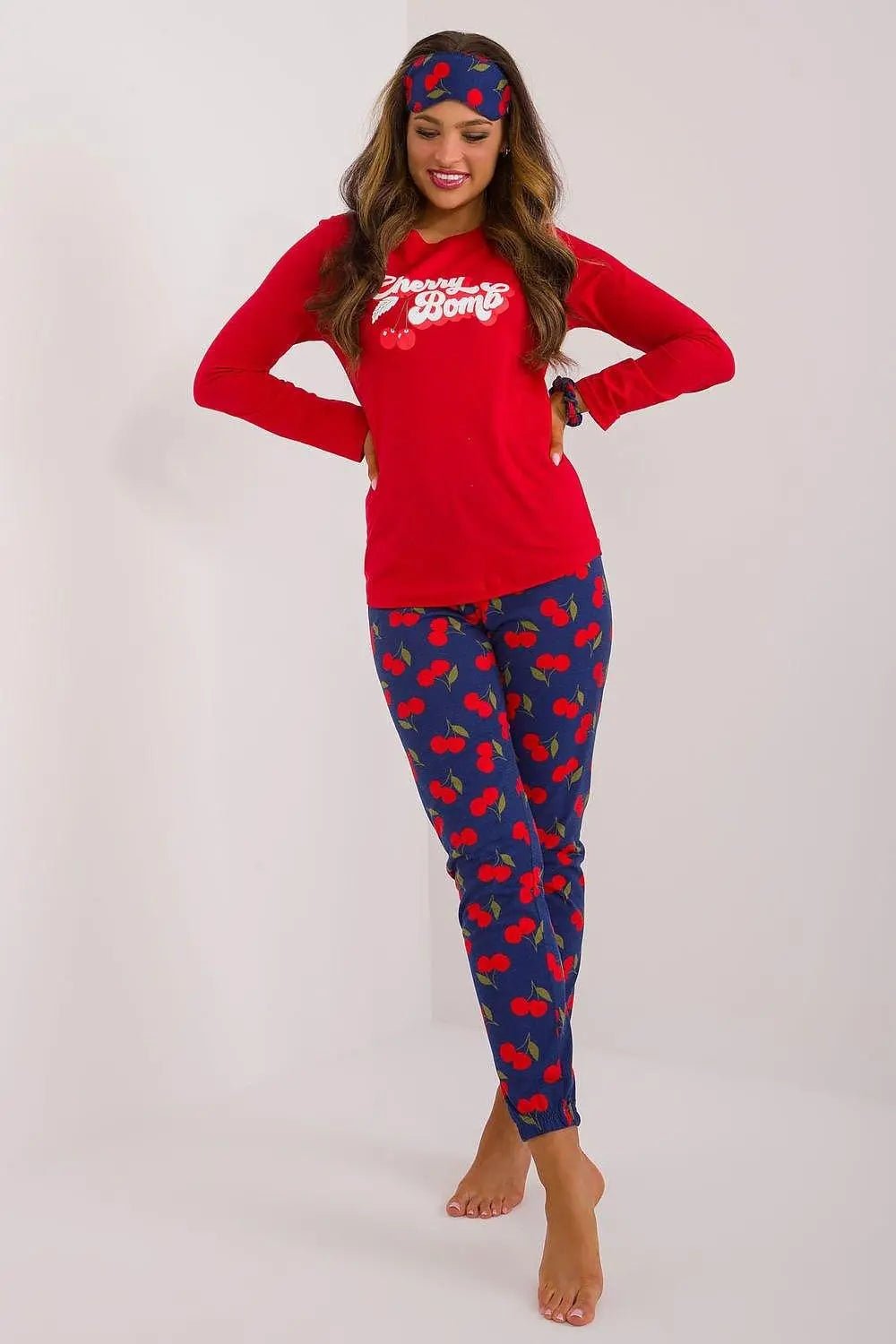 Factory Price blouse, pants, blindfold and hair elastic womens pajamas - Honesty Sales