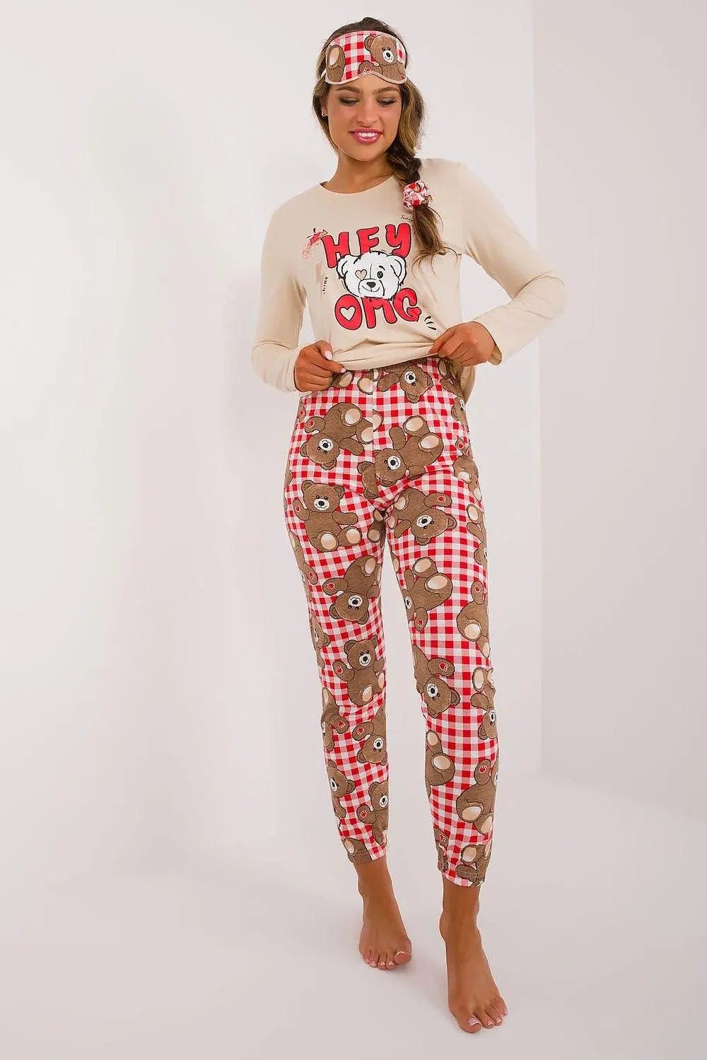 Factory Price blouse, pants, blindfold and hair elastic womens pajamas - Honesty Sales