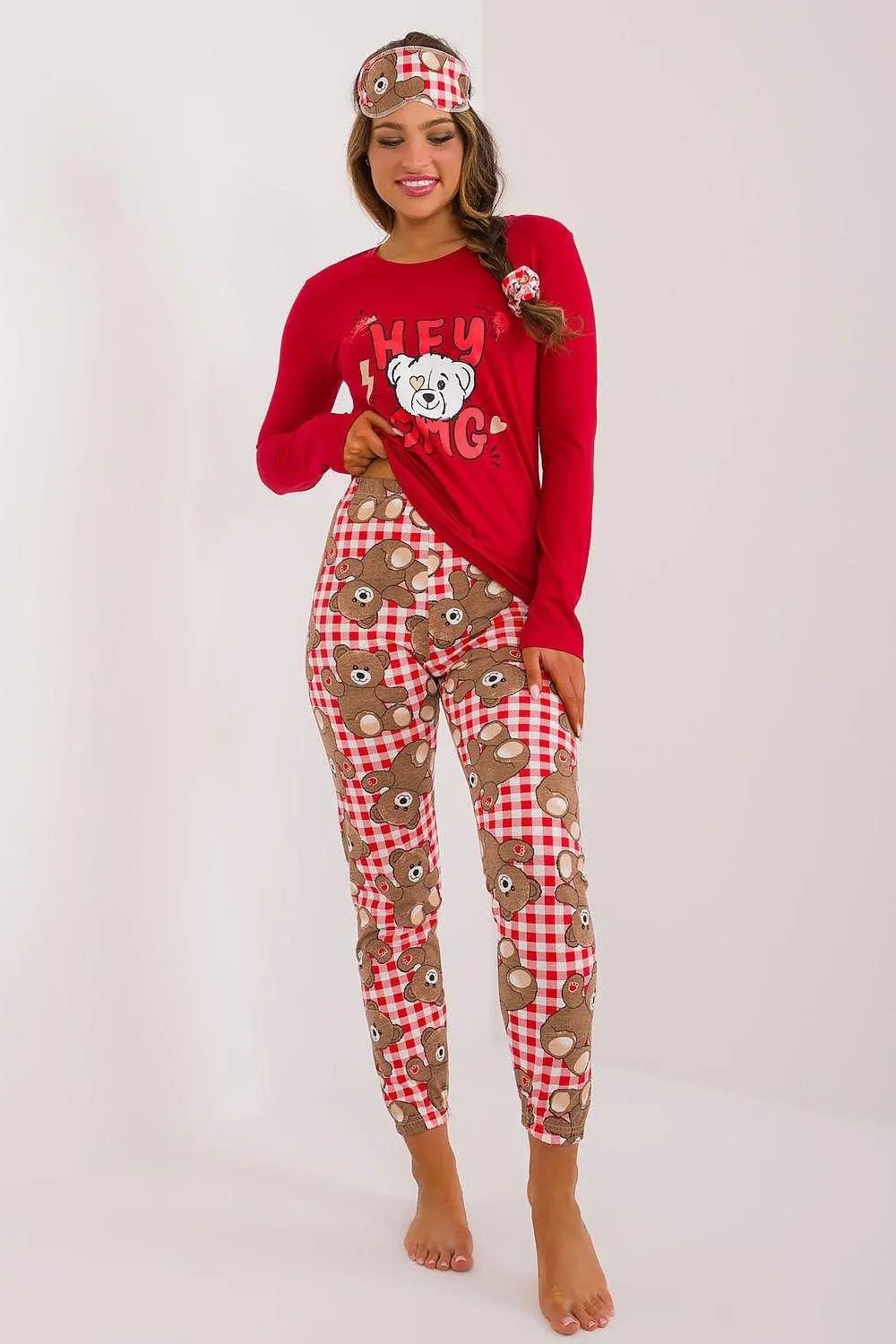 Factory Price blouse, pants, blindfold and hair elastic womens pajamas - Honesty Sales