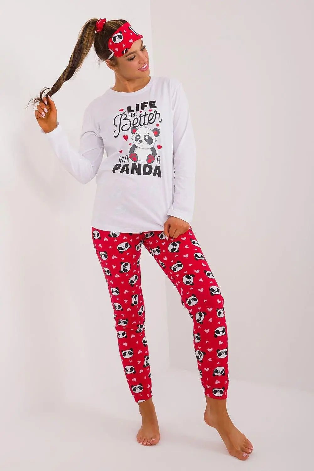 Factory Price blouse, pants, blindfold and hair elastic womens pajamas - Honesty Sales