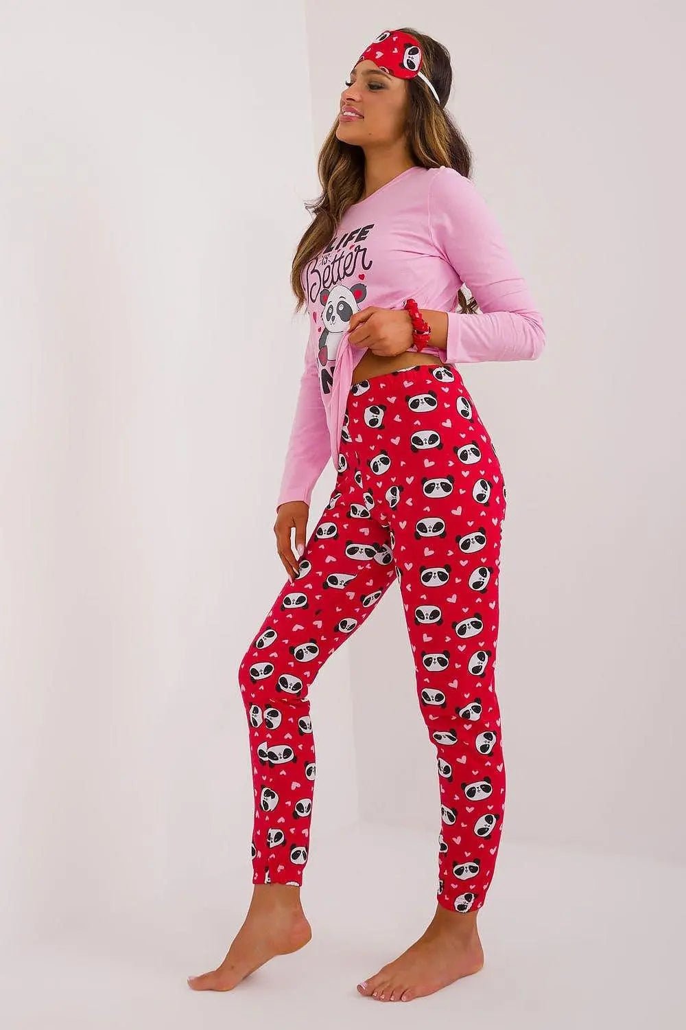 Factory Price blouse, pants, blindfold and hair elastic womens pajamas - Honesty Sales