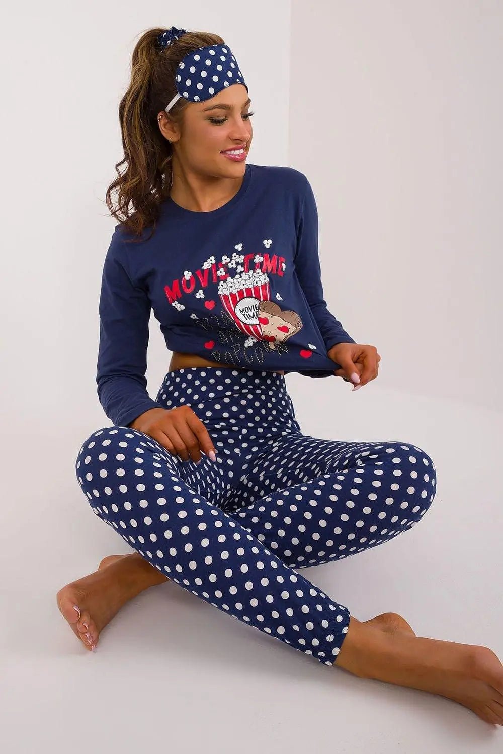 Factory Price blouse, pants, blindfold and hair elastic womens pajamas - Honesty Sales