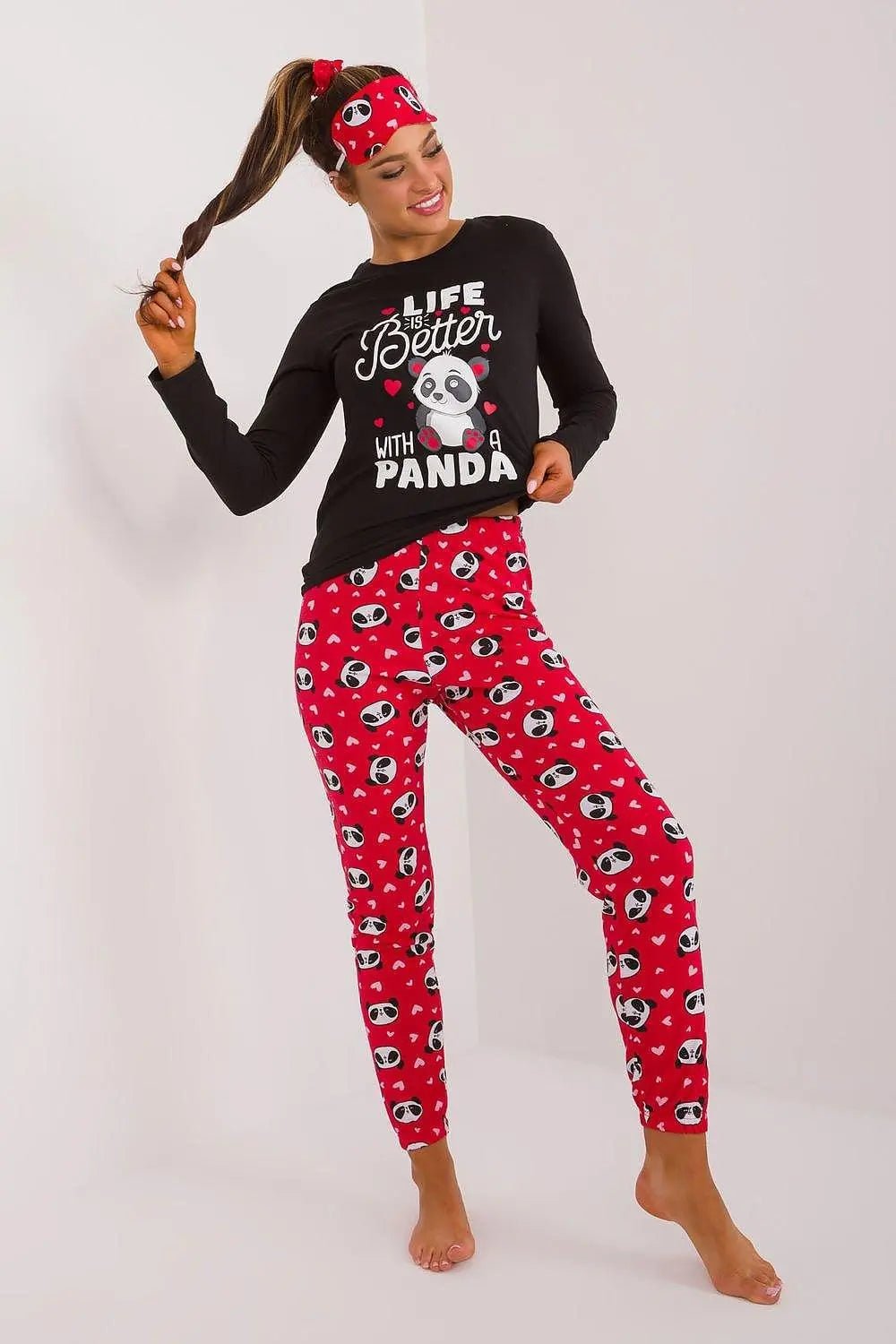 Factory Price blouse, pants, blindfold and hair elastic womens pajamas - Honesty Sales