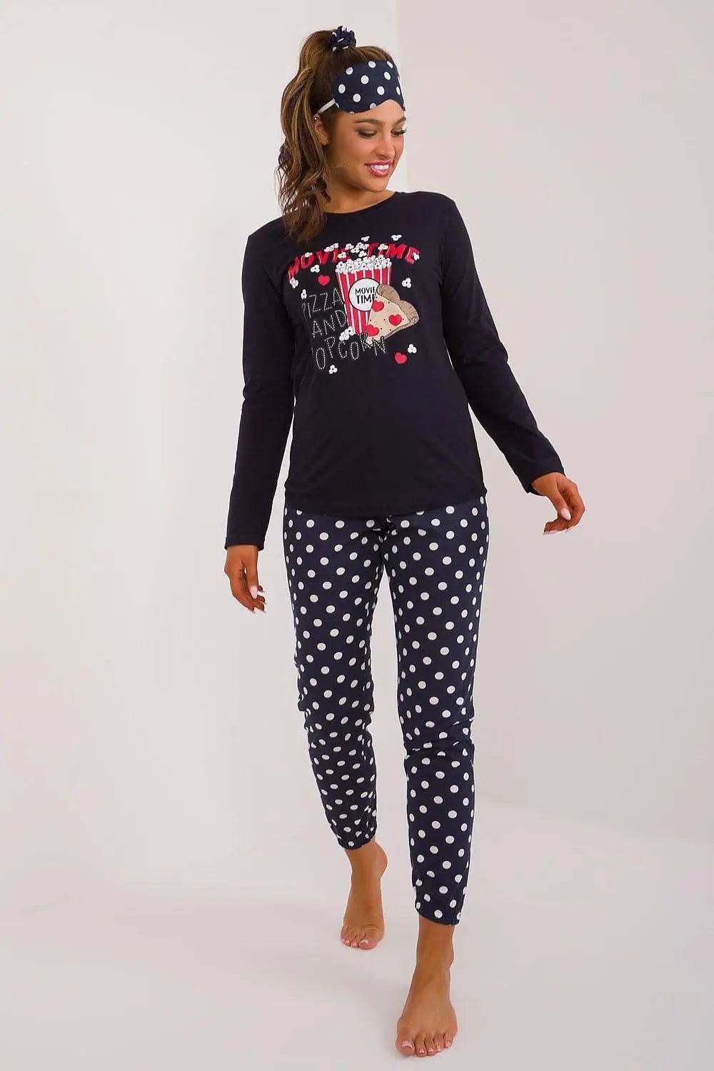 Factory Price blouse, pants, blindfold and hair elastic womens pajamas - Honesty Sales