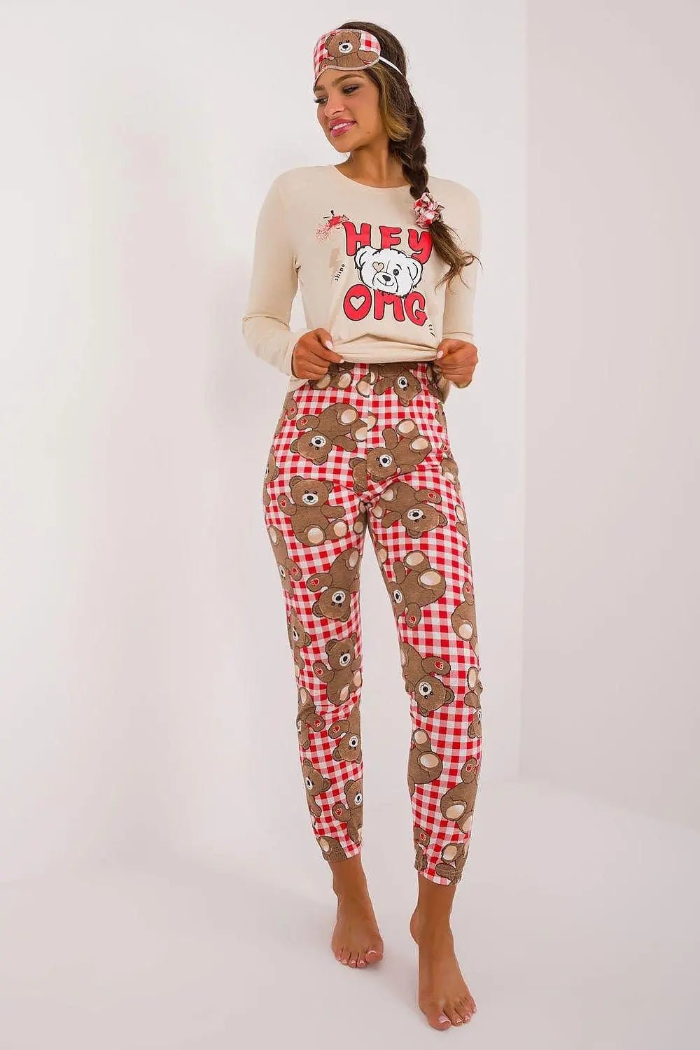 Factory Price blouse, pants, blindfold and hair elastic womens pajamas - Honesty Sales