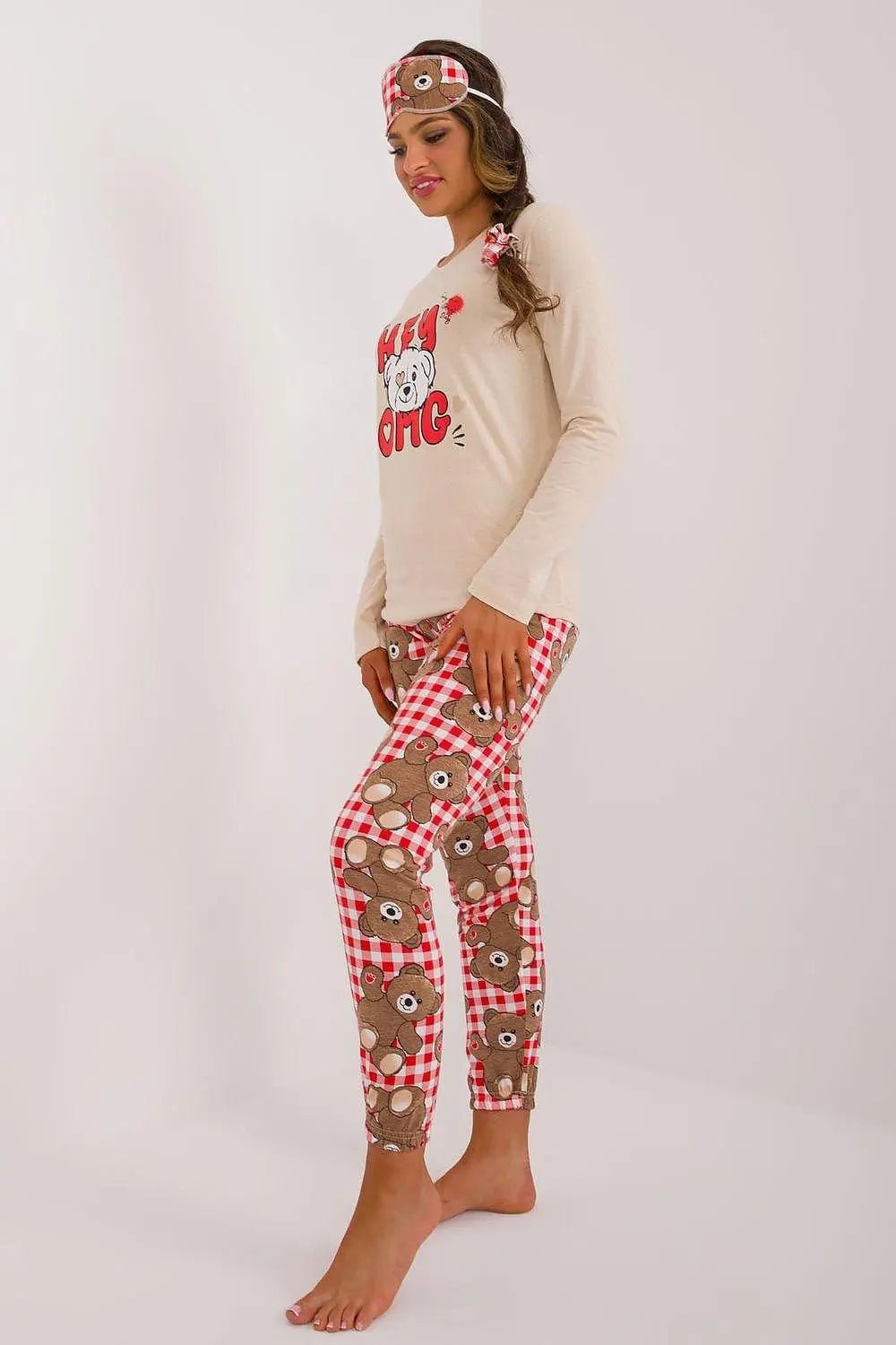 Factory Price blouse, pants, blindfold and hair elastic womens pajamas - Honesty Sales