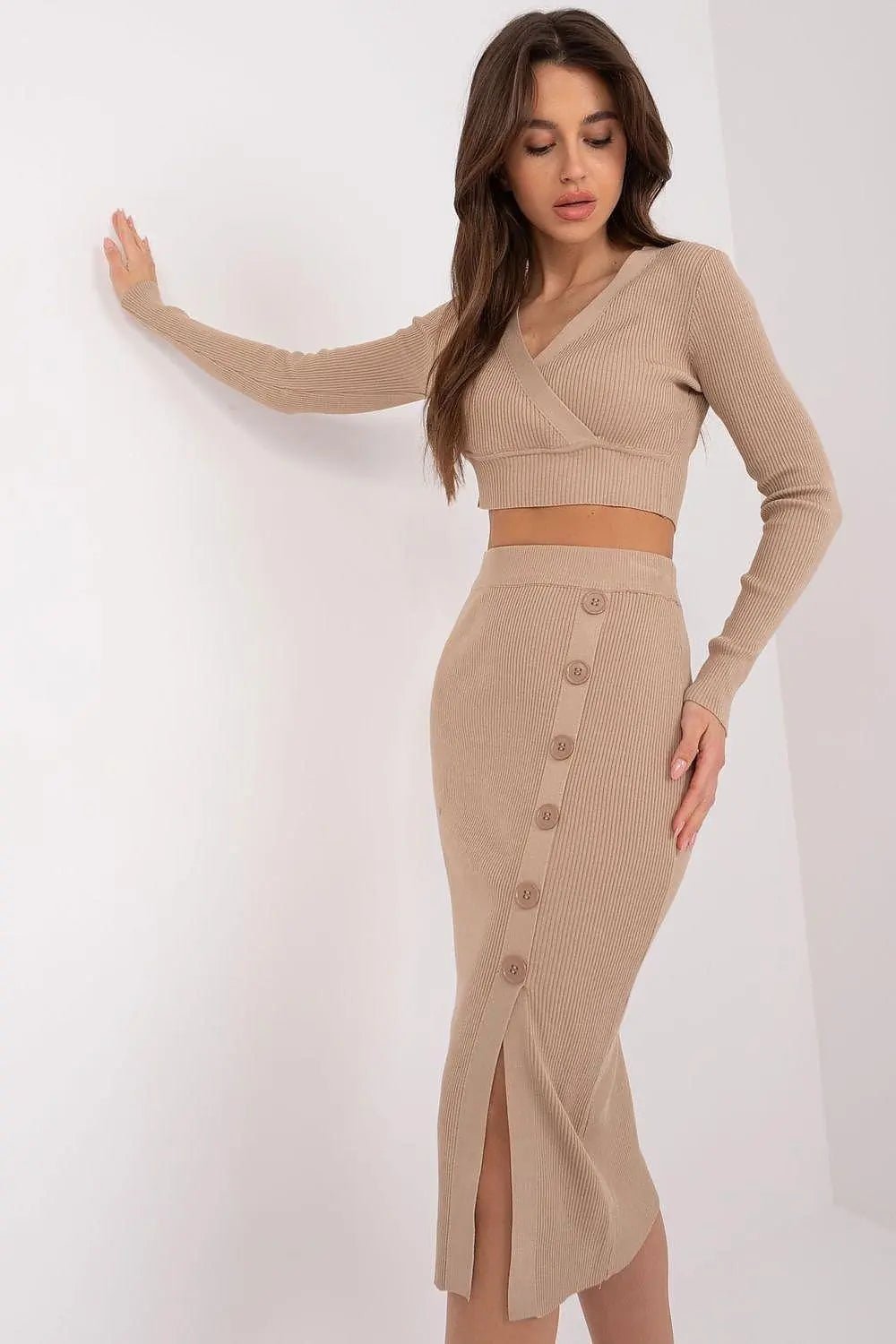 Factory Price long-sleeved sweater and midi skirt - Honesty Sales