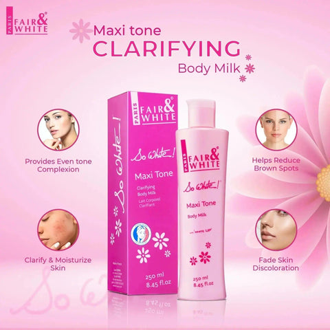 Fair and White So White Maxi Tone Clarifying Body Milk - 250ml - Honesty Sales U.K