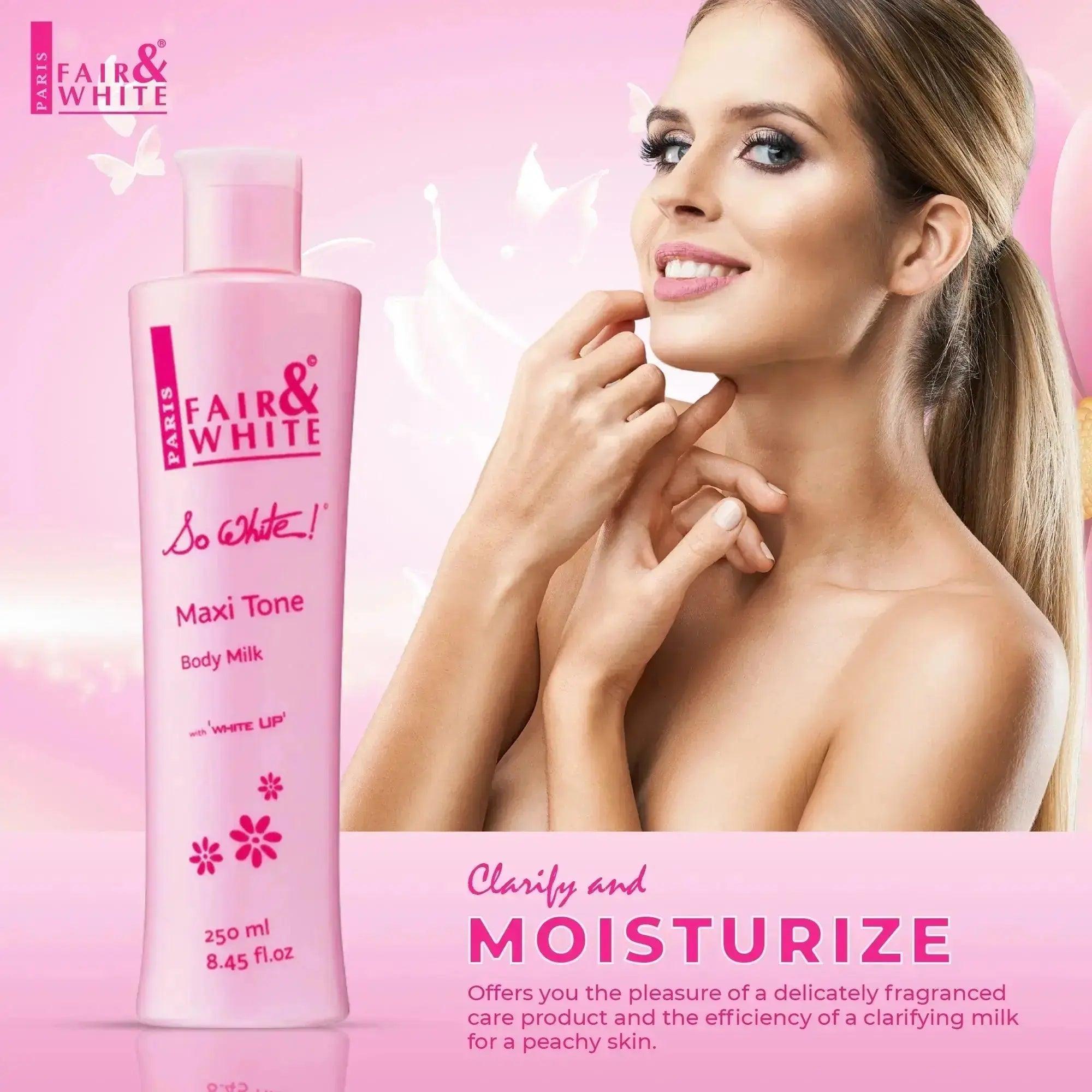 Fair and White So White Maxi Tone Clarifying Body Milk - 250ml - Honesty Sales