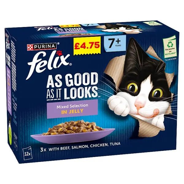 FELIX As Good As it Looks Senior 7+ Mixed Wet Cat Food 12x85g (Case of 4) - Honesty Sales