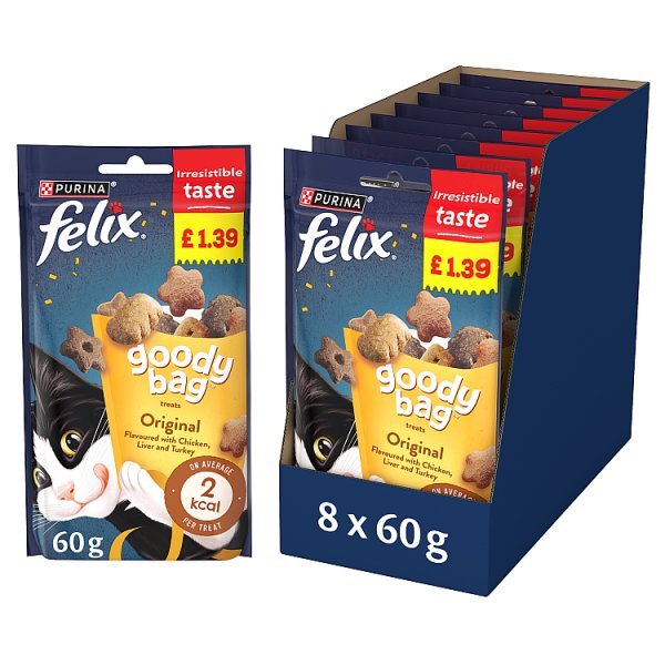 FELIX Goody Bag Original Mix Cat Treats 60g (Case of 8) - Honesty Sales
