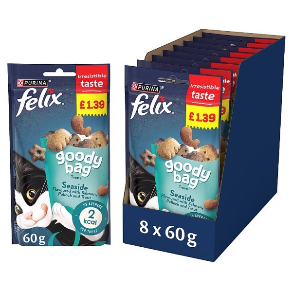 FELIX Goody Bag Seaside Mix Cat Treats 60g PMP (8 x 60g) - Honesty Sales