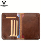 HUMERPAUL Men’s RFID Blocking Leather Passport Holder & Wallet – Slim Travel Organizer with Credit Card & Vaccine ID Pockets (Coffee/Brown, Full-Grain Cowhide)