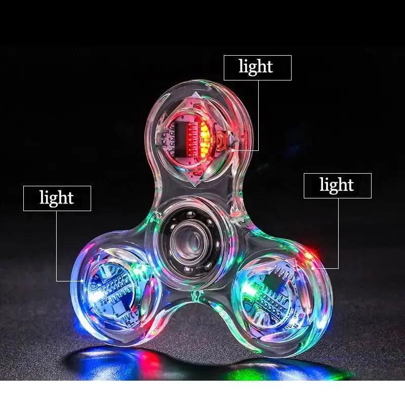 Fidget Spinner Glow in the Dark Adult Toy Anti Stress Led Tri-Spinner Autism Luminous Spinners Kinetic Gyroscope for Children - Honesty Sales Image principale du produit