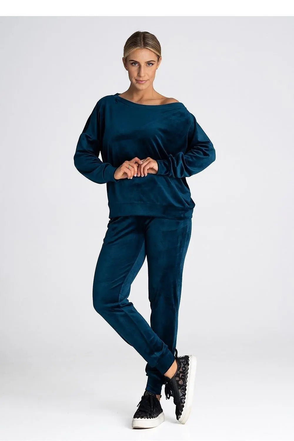 Figl elastic waistband velour pants - Honesty Sales