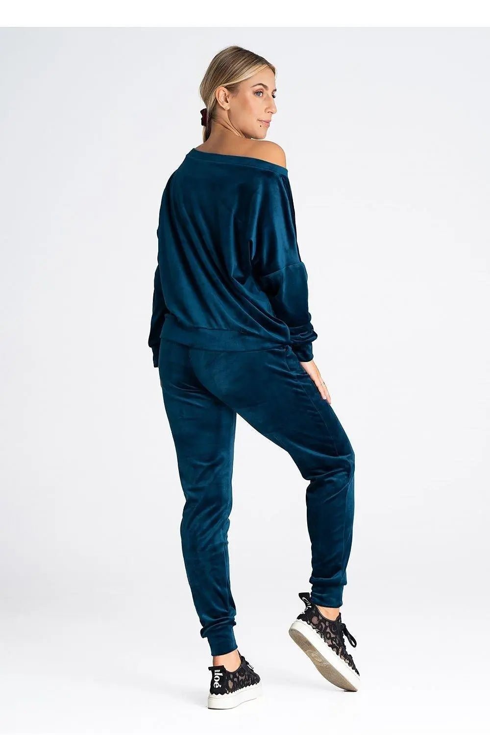 Figl elastic waistband velour pants - Honesty Sales