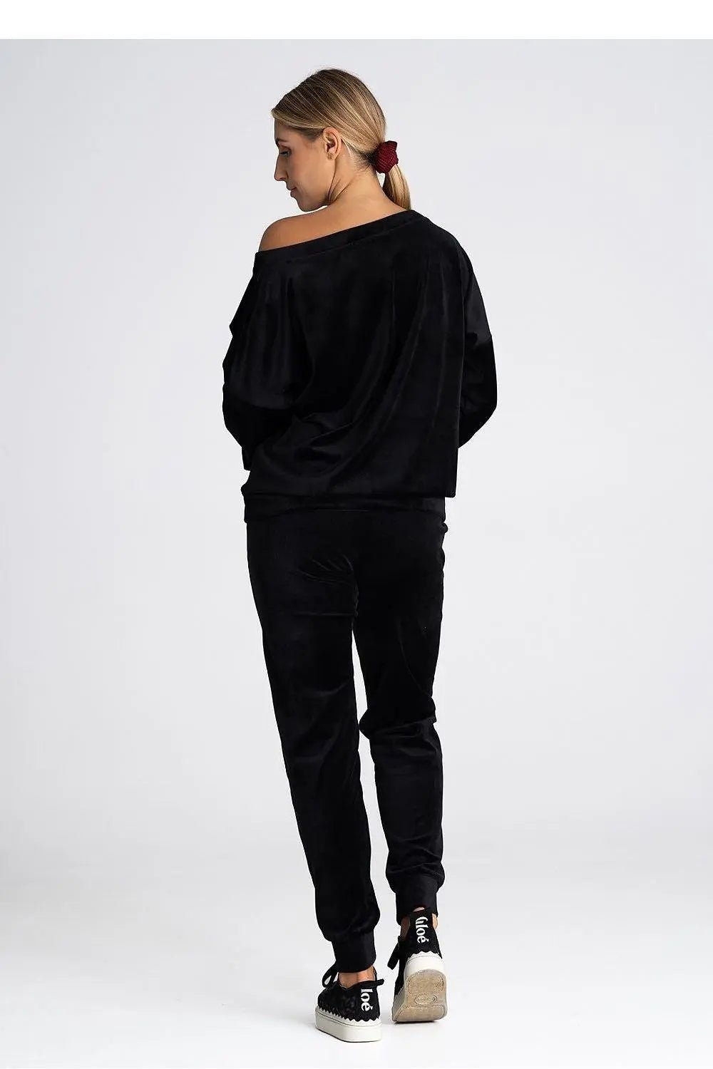 Figl elastic waistband velour pants - Honesty Sales