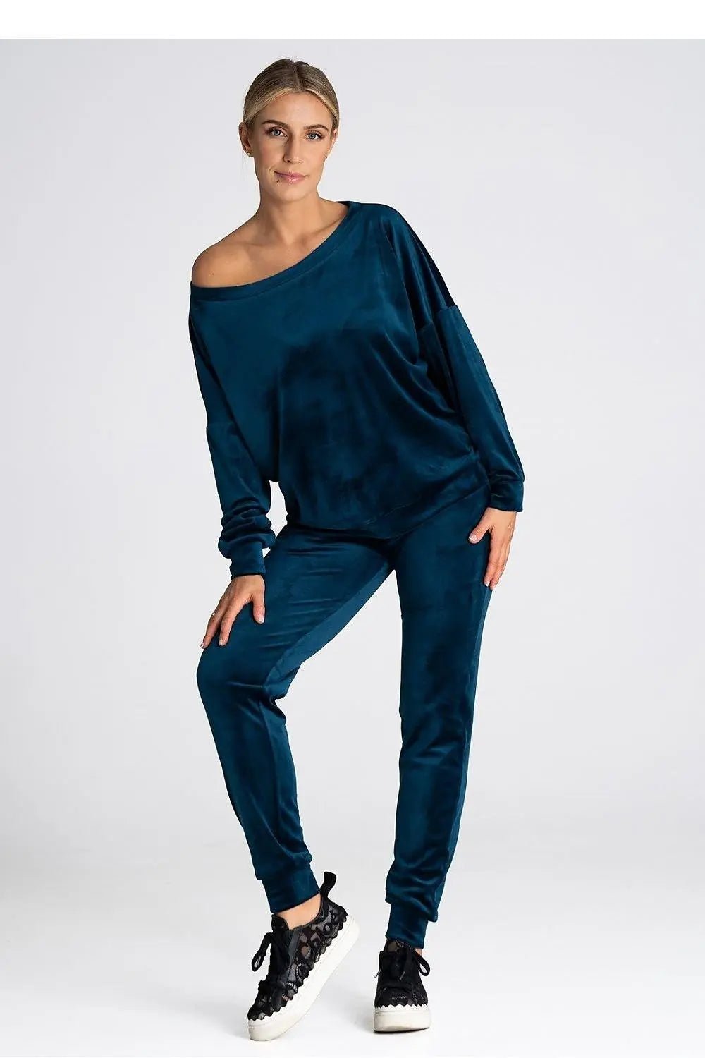 Figl elastic waistband velour pants - Honesty Sales