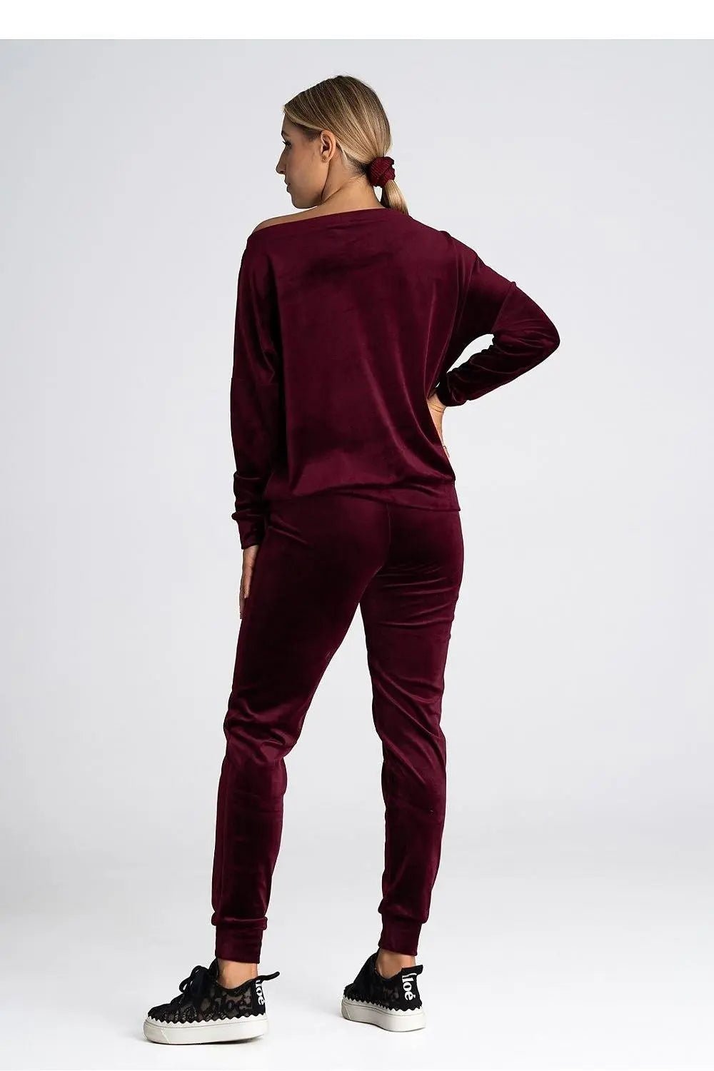 Figl elastic waistband velour pants - Honesty Sales