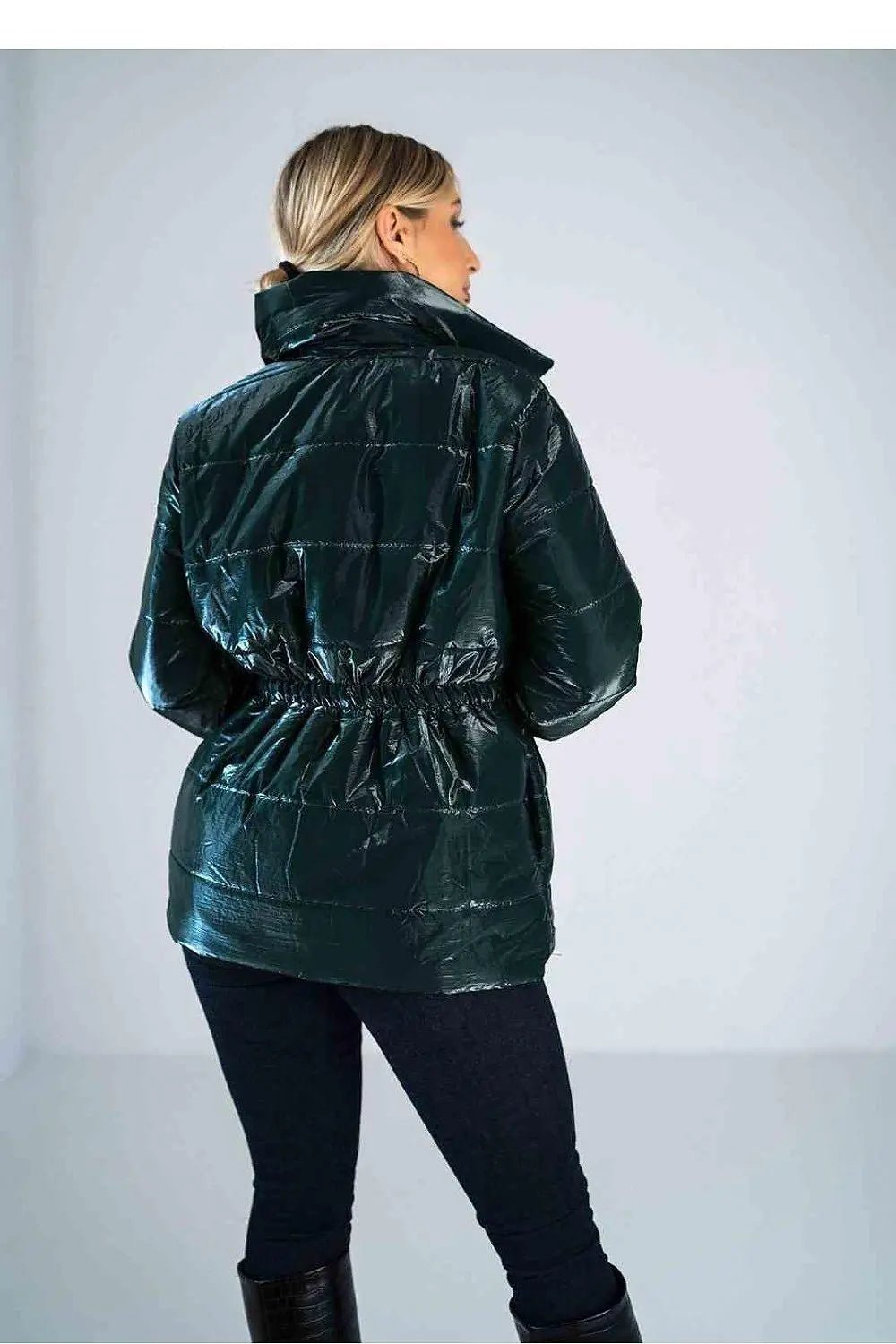 Figl high collar quilted hip-length jacket - Honesty Sales