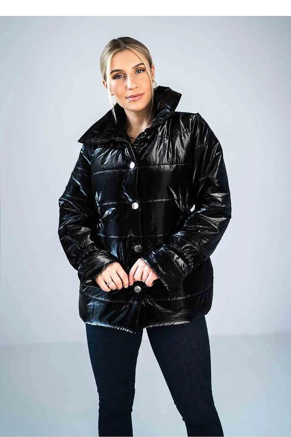 Figl high collar quilted hip-length jacket - Honesty Sales